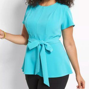 NWT peacock blue peplum blouse